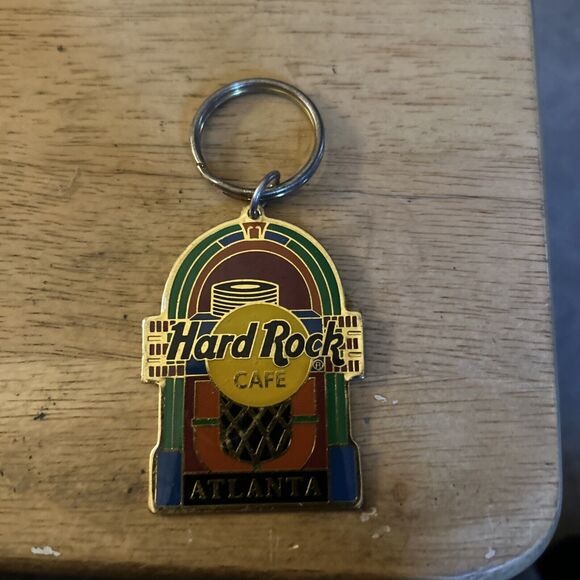 Other - Hard Rock Cafe Atlanta Metal Keychain Key FOB Gold Base Colorful